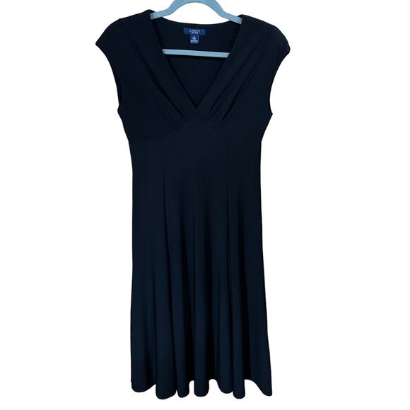 Chaps Women's Black Classic Black Vneck Mid-Calf Cap-Sleeveless Dress Size Small - Picture 1 of 4